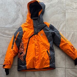 Spyder Kids Orange and Black Puffer Jacket